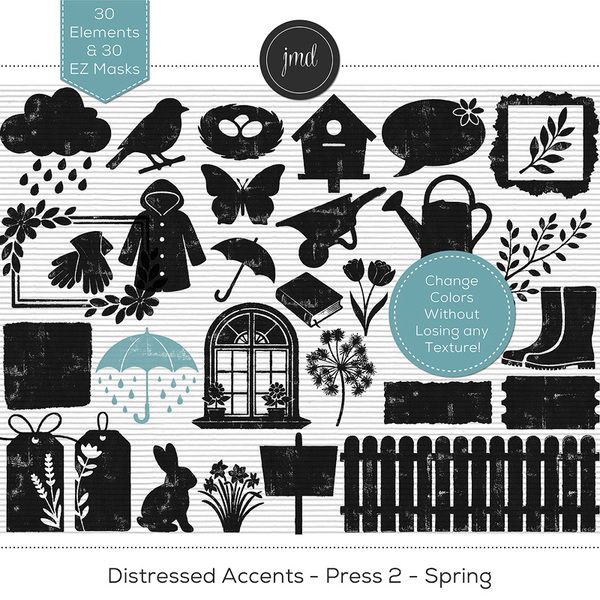 Distressed Accents - Press 2 - Spring Digital Art - Digital Scrapbooking Kits