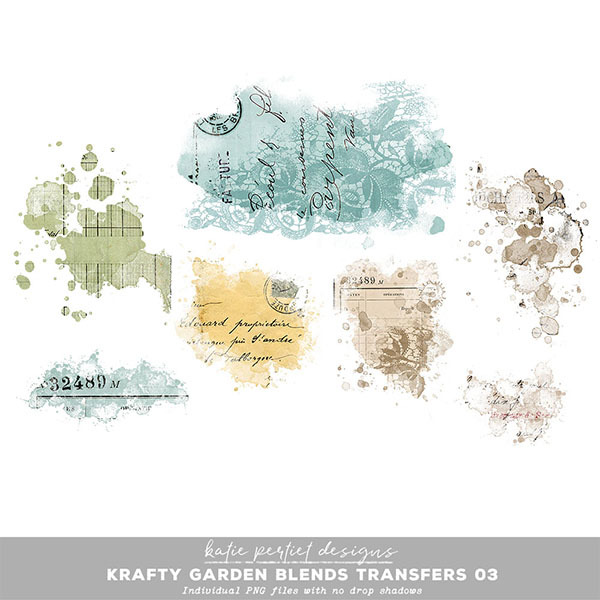Krafty Garden Blend Transfers 03 Digital Art - Digital Scrapbooking Kits