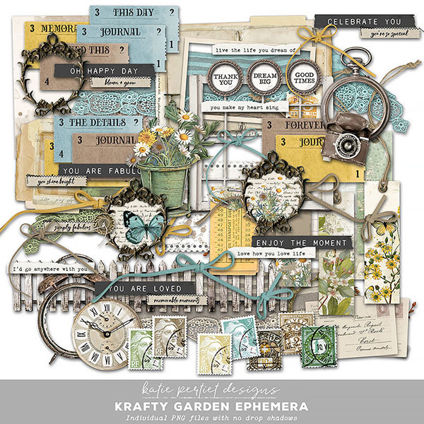 Krafty Garden Ephemera Digital Art - Digital Scrapbooking Kits