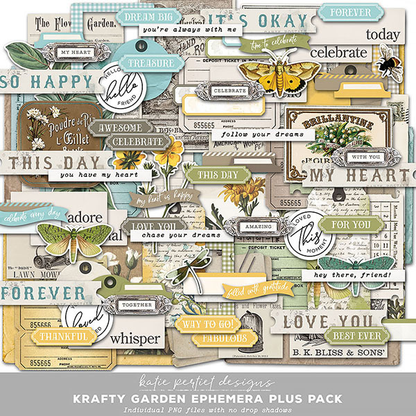 Krafty Garden Ephemera Plus Pack Digital Art - Digital Scrapbooking Kits