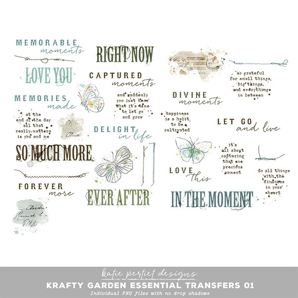 Krafty Garden Essential Transfers 01 Digital Art - Digital Scrapbooking Kits