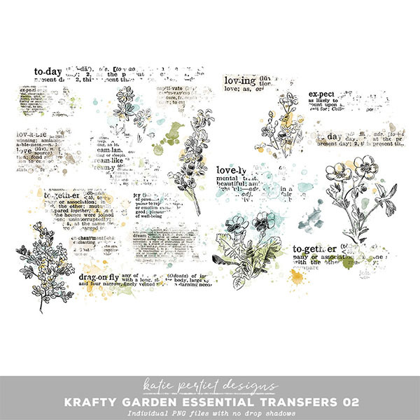 Krafty Garden Essential Transfers 02 Digital Art - Digital Scrapbooking Kits