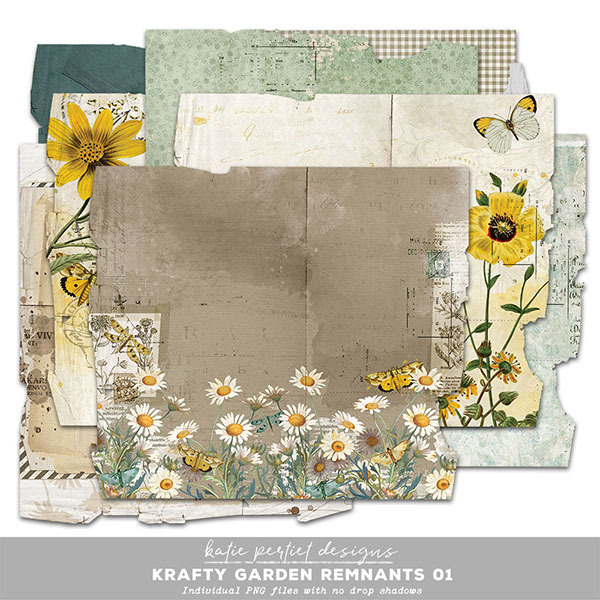 Krafty Garden Remnants 01 Digital Art - Digital Scrapbooking Kits