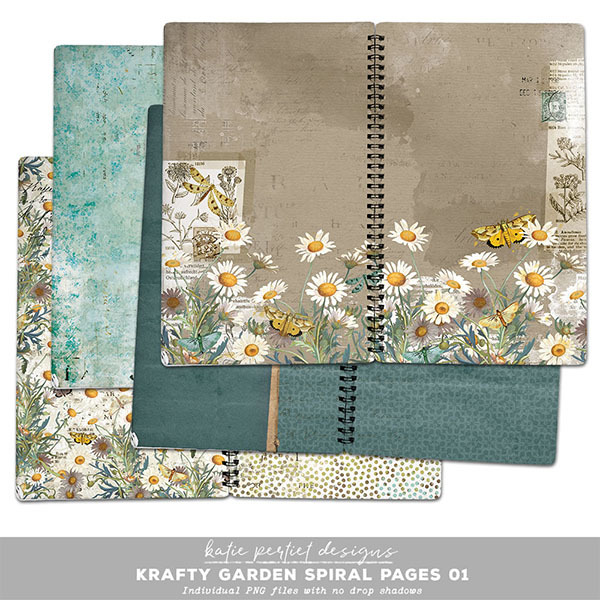 Krafty Garden Spiral Pages 01 Digital Art - Digital Scrapbooking Kits