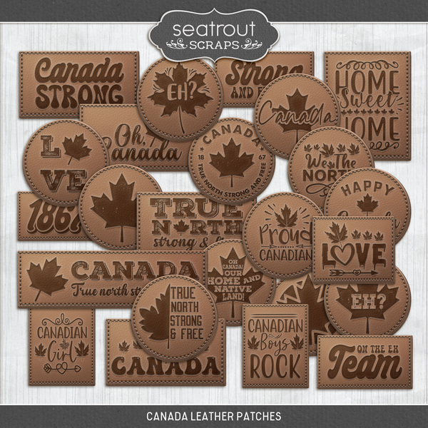 Canada Leather Patches Digital Art - Digital Scrapbooking Kits
