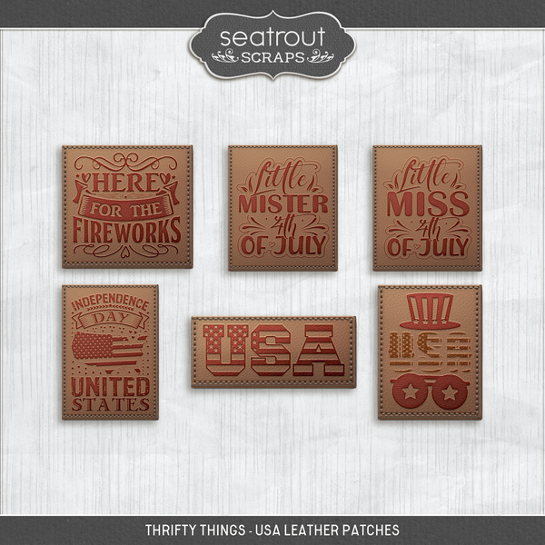 Thrifty Things - USA Leather Patches Digital Art - Digital Scrapbooking Kits