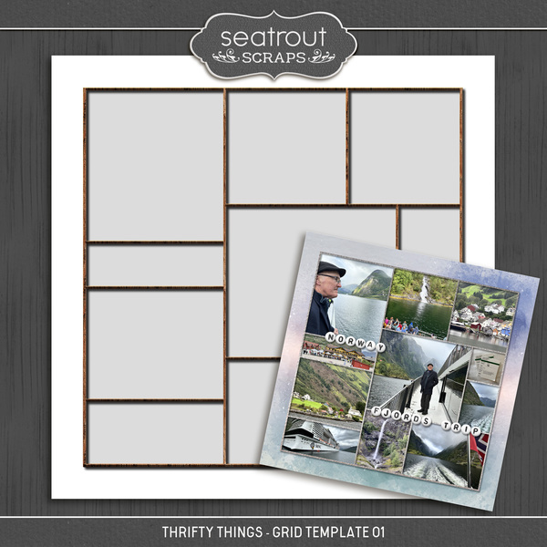 Thrifty Things - Grid Template 01 Digital Art - Digital Scrapbooking Kits