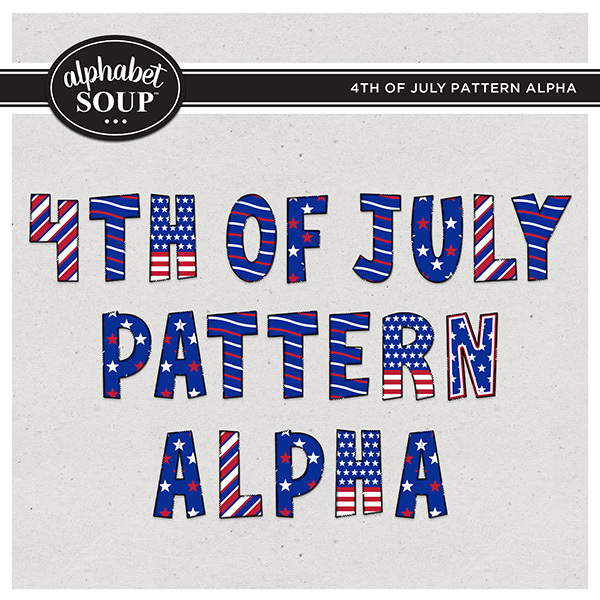 4th of July Pattern Alpha Digital Art - Digital Scrapbooking Kits