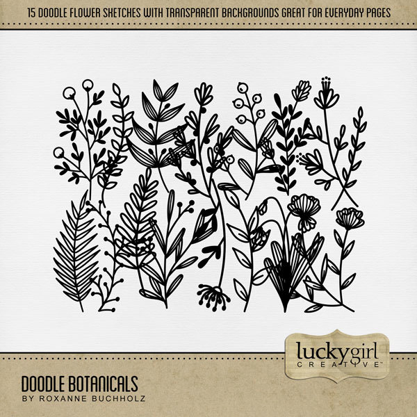 Doodle Botanicals Digital Art - Digital Scrapbooking Kits