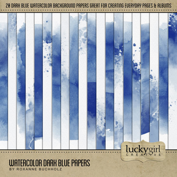 Watercolor Dark Blue Papers Digital Art - Digital Scrapbooking Kits