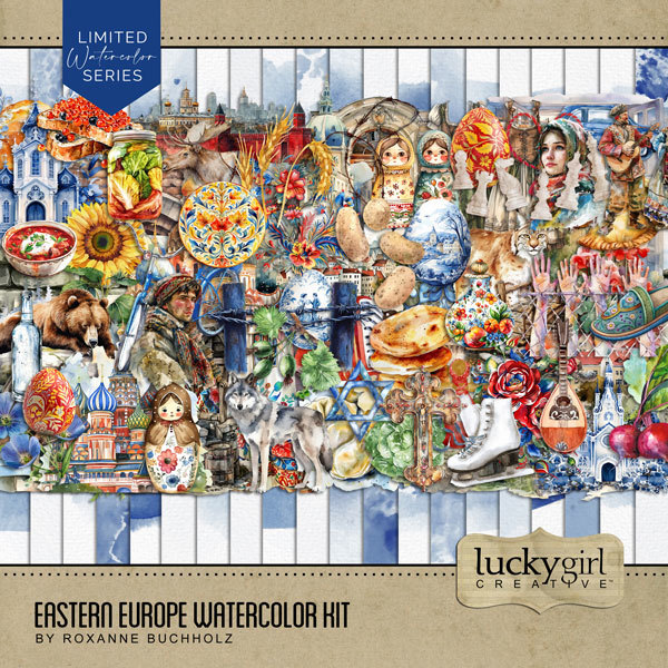Eastern Europe Watercolor Kit Digital Art - Digital Scrapbooking Kits