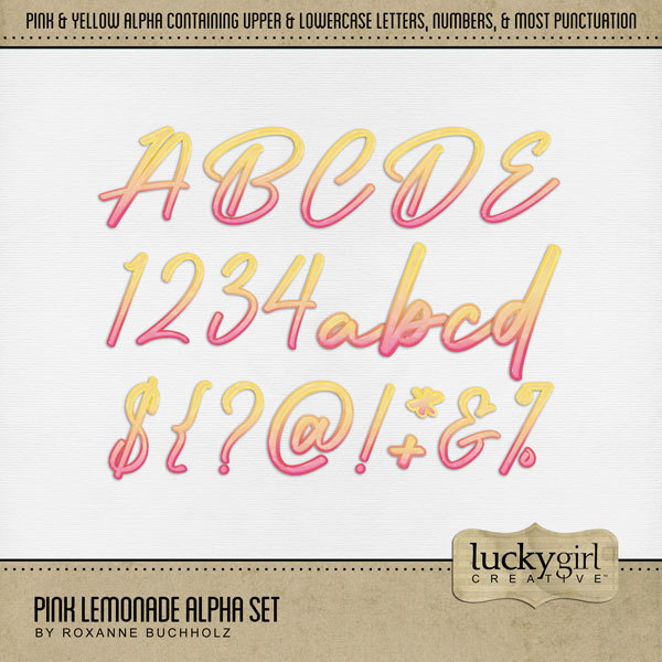 Pink Lemonade Alpha Set Digital Art - Digital Scrapbooking Kits