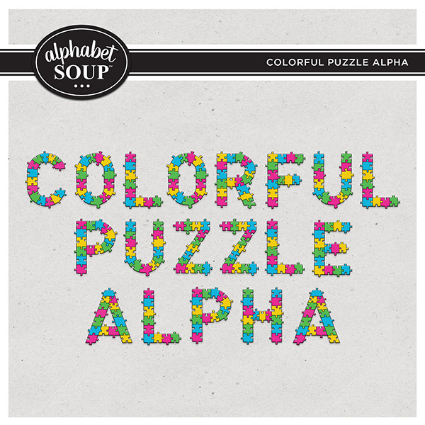 Colorful Puzzle Alpha Digital Art - Digital Scrapbooking Kits