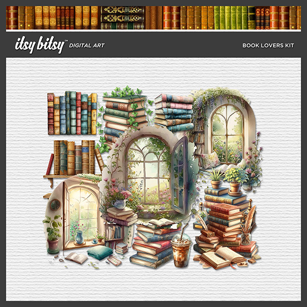 Book Lovers Kit Digital Art - Digital Scrapbooking Kits
