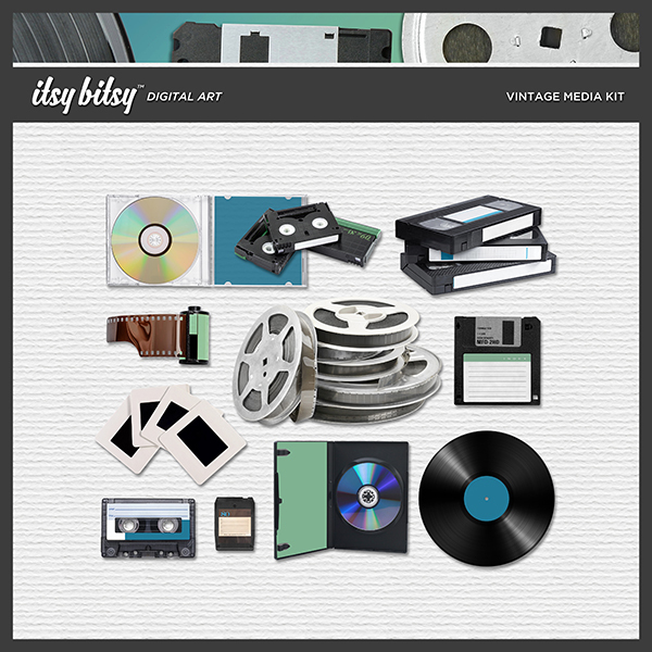 Vintage Media Kit Digital Art - Digital Scrapbooking Kits