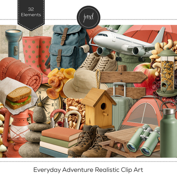Everyday Adventure Realistic Clip Art Digital Art - Digital Scrapbooking Kits
