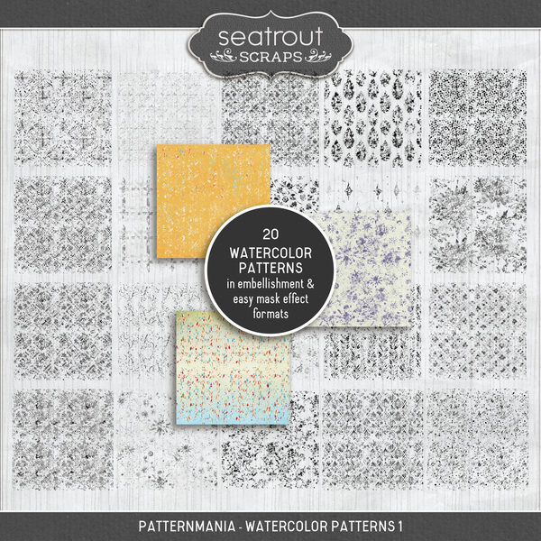 PatternMania - Watercolor Patterns 1 Digital Art - Digital Scrapbooking Kits