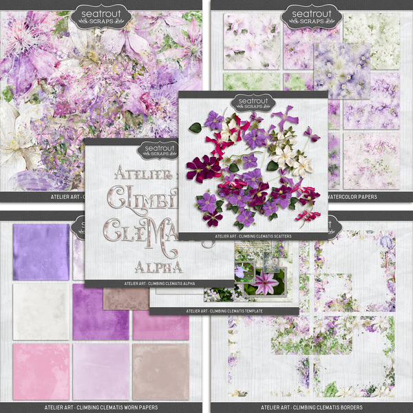 Atelier Art - Climbing Clematis Bundle Digital Art - Digital Scrapbooking Kits