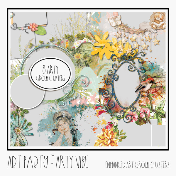 Arty Vibes Group Clusters Digital Art - Digital Scrapbooking Kits
