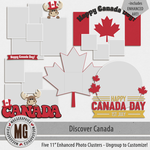 Discover Canada Enhanced Photo Clusters Digital Art - Digital Scrapbooking Kits