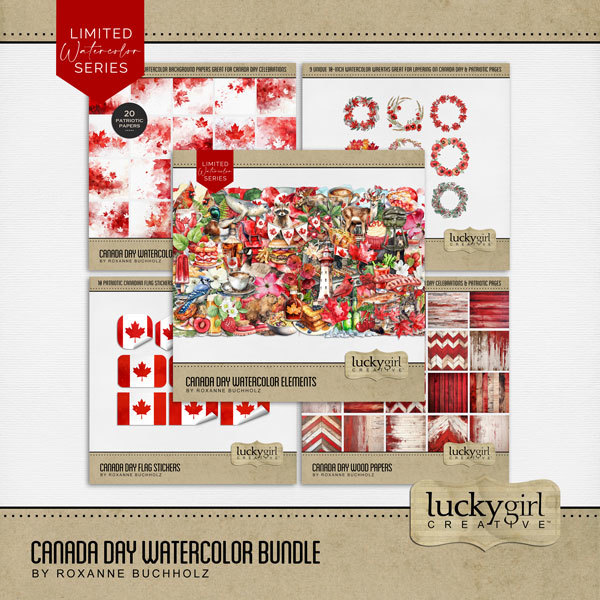 Canada Day Watercolor Bundle Digital Art - Digital Scrapbooking Kits
