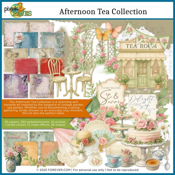 Afternoon Tea Collection Digital Art - Digital Scrapbooking Kits