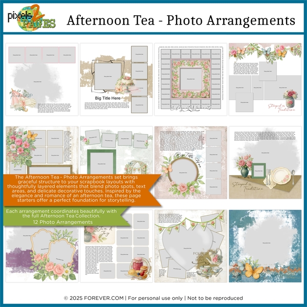 Afternoon Tea - Photo Arrangements Digital Art - Digital Scrapbooking Kits