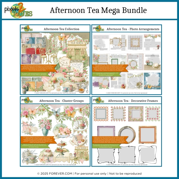 Afternoon Tea Mega Bundle Digital Art - Digital Scrapbooking Kits