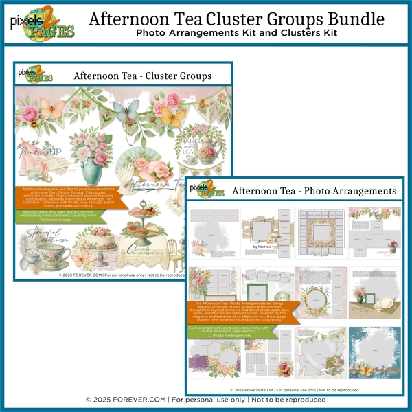 Afternoon Tea Cluster Groups Bundle Digital Art - Digital Scrapbooking Kits