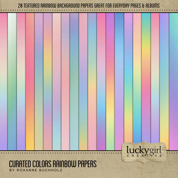 Curated Colors Rainbow Papers Digital Art - Digital Scrapbooking Kits