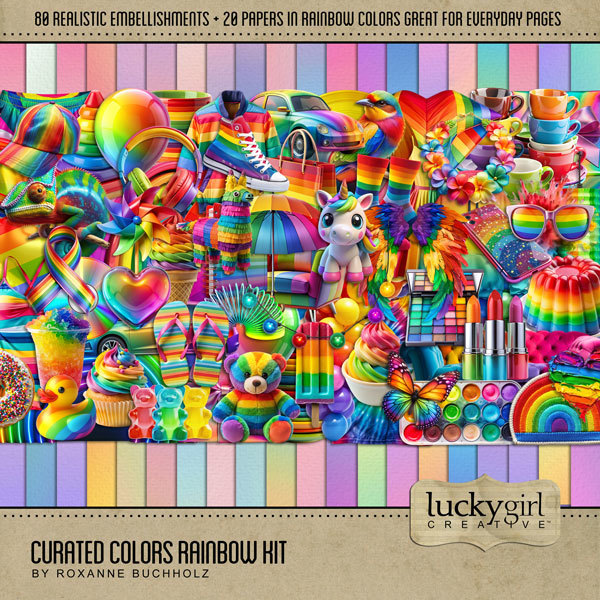 Curated Colors Rainbow Kit Digital Art - Digital Scrapbooking Kits