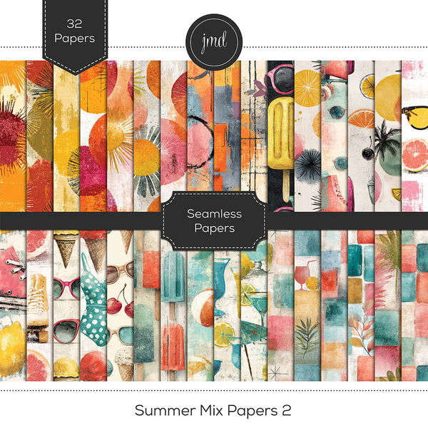 Summer Mix Papers 2 Digital Art - Digital Scrapbooking Kits
