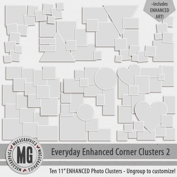 Everyday Enhanced Corner Clusters 2 Digital Art - Digital Scrapbooking Kits