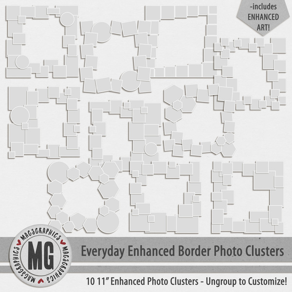 Everyday Enhanced Border Photo Clusters Digital Art - Digital Scrapbooking Kits