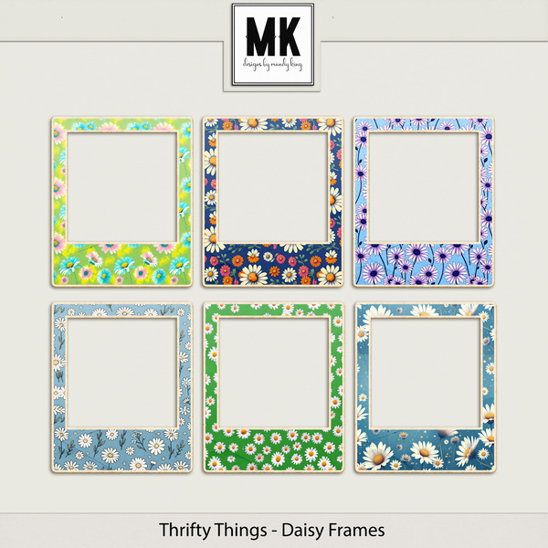 Thrifty Things - Daisy Frames Digital Art - Digital Scrapbooking Kits