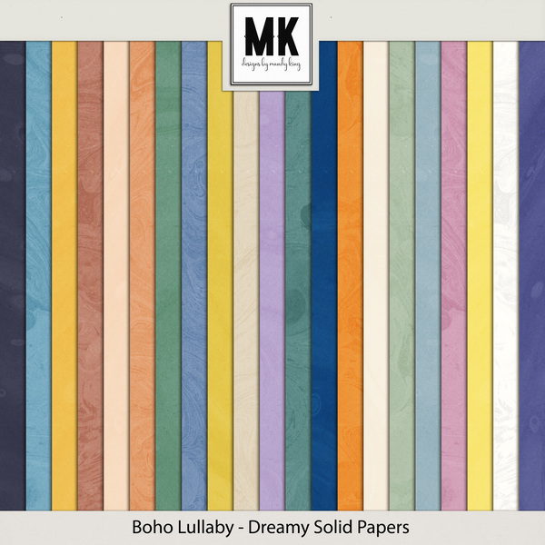 Boho Lullaby Dreamy Solid Papers Digital Art - Digital Scrapbooking Kits