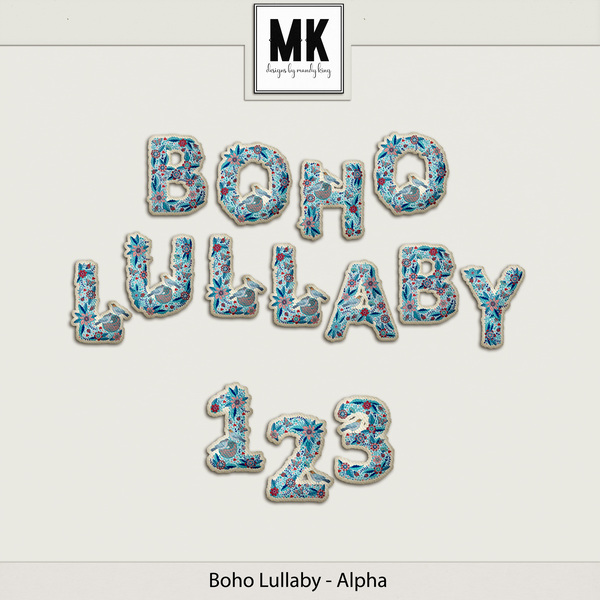 Boho Lullaby Alpha Digital Art - Digital Scrapbooking Kits