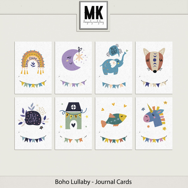 Boho Lullaby - Journal Cards Digital Art - Digital Scrapbooking Kits