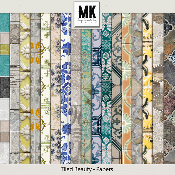 Tiled Beauty Papers Digital Art - Digital Scrapbooking Kits