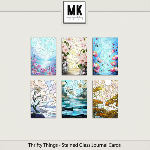 Thrifty Things - Stained Glass Journal Cards Digital Art - Digital Scrapbooking Kits