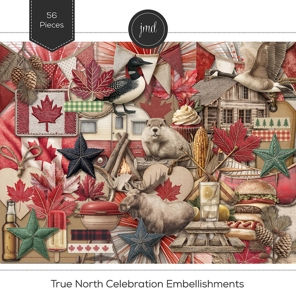True North Celebration Embellishments Digital Art - Digital Scrapbooking Kits