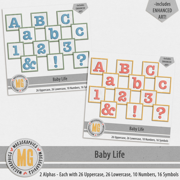 Baby Life Alphas Digital Art - Digital Scrapbooking Kits