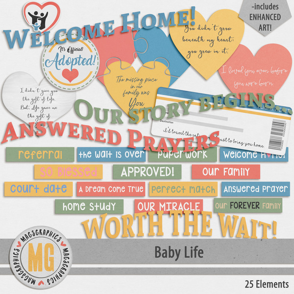 Baby Life Adoption Pack Digital Art - Digital Scrapbooking Kits