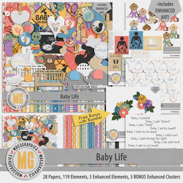 Baby Life Bundle Digital Art - Digital Scrapbooking Kits
