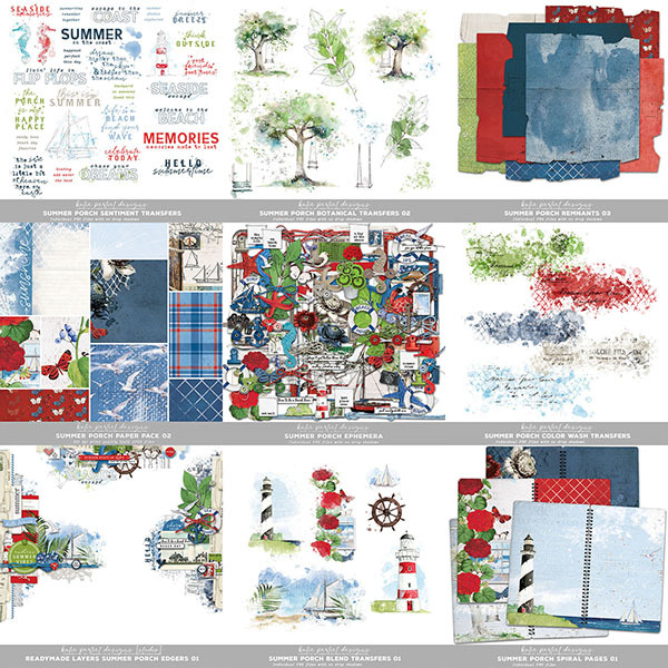 Summer Porch Scrapbook Bundle 02 Digital Art - Digital Scrapbooking Kits
