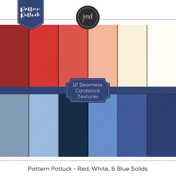 Pattern Potluck - Red, White, & Blue Solids Digital Art - Digital Scrapbooking Kits
