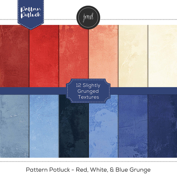 Pattern Potluck - Red, White, & Blue Grunge Digital Art - Digital Scrapbooking Kits