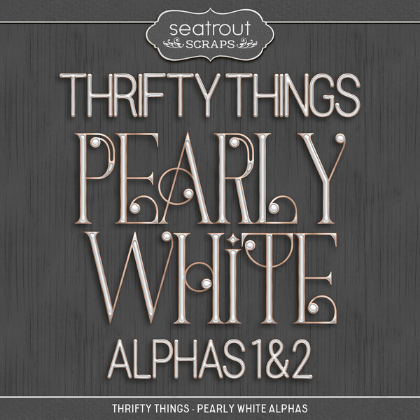 Thrifty Things - Pearly White Alphas Digital Art - Digital Scrapbooking Kits