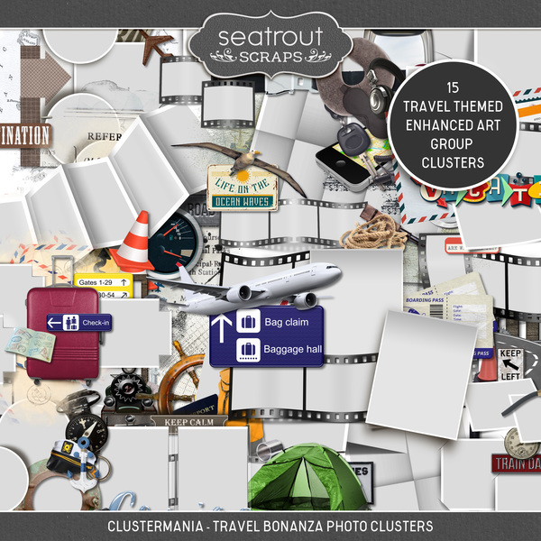 ClusterMania - Travel Bonanza Photo Clusters Digital Art - Digital Scrapbooking Kits