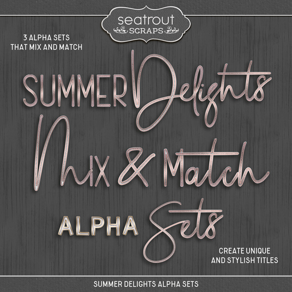 Summer Delights Alpha Sets Digital Art - Digital Scrapbooking Kits